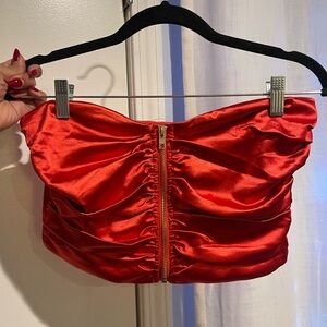 Vibrant Red Strapless Top